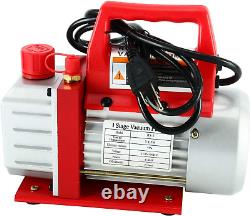 Single Stage Rotary Vane Air Vacuum Pump HVAC A/C Refrigeration Kit AC Manifold