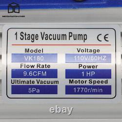 Single Stage Rotary Vane HVAC Air Vacuum Pump With Oil Bottle 9.6CFM 1HP 110V