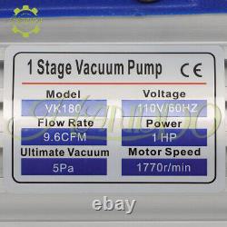 Single-Stage Rotary Vane HVAC Air Vacuum Pump with Oil Bottle 110V 9.6 CFM 1 HP