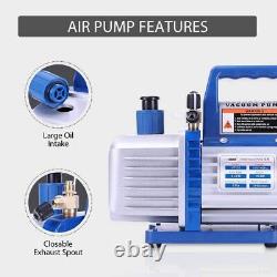 Single stage rotary vane air vacuum pump and R134a AC manifold pressure gauge ki