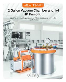 Topshak TS-VP1 Air Vacuum Pump 3CFM HVAC With 2Gal Chamber Condi