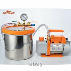 Topshak TS-VP1 Air Vacuum Pump 3CFM HVAC With 2Gal Chamber Conditio