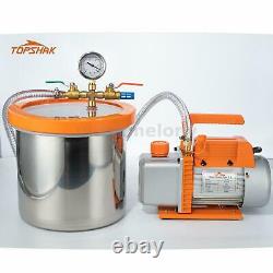Topshak TS-VP1 Air Vacuum Pump 3CFM HVAC With 2Gal Chamber Conditioner Refrigerant