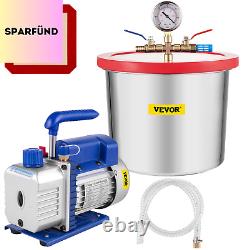 VEVOR 2 Gallon Vacuum Chamber + 3CFM Air Vacuum Pump Set 1/4HP Single Stage 110V