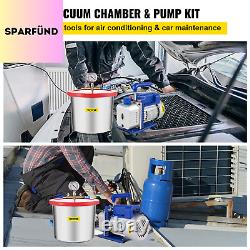 VEVOR 2 Gallon Vacuum Chamber + 3CFM Air Vacuum Pump Set 1/4HP Single Stage 110V