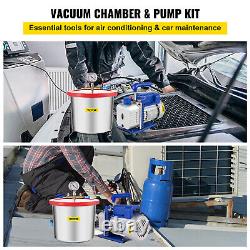 VEVOR 2 Gallon Vacuum Chamber + 3CFM Air Vacuum Pump Set 1/4HP Single Stage 110V
