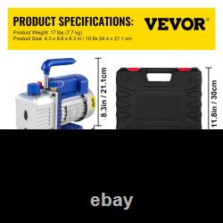 VEVOR 3CFM 1/4HP Single Stage Air Vacuum Pump HVAC R134a R12 R22 R410a A/C Refri