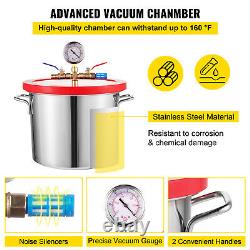 VEVOR 3CFM Air Vacuum Pump + 2 Gallon Chamber Set Conditioner Refrigerant Kit