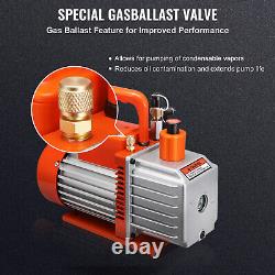 VEVOR 5 CFM Vacuum Pump Air Conditioning Vacuum Pump 2 Stage Rotary Vane HVAC