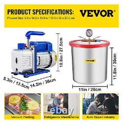 VEVOR 5 Gallon Vacuum Chamber with 7CFM 2 Stage Pump Degassing Silicone Air AC K