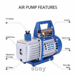 VIVOHOME 1/4HP 3.5CFM Rotary Vane Air Vacuum Pump & R134a AC Manifold Gauge Set