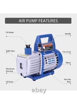 VIVOHOME 110V 1/3 HP 4CFM Single Stage Rotary Vane Air Vacuum Pump and R134a AC