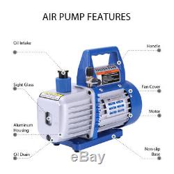VIVOHOME 3.5CFM 1/4HP Air Vacuum Pump HVAC Refrigerant Kit AC Manifold Gauge