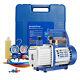 Vivohome 3.5cfm 1/4hp Air Vacuum Pump Hvac Refrigerant Kit Ac Manifold Gauge Set