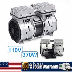 Vacuum Oilless Pump Industrial Air Compressor Oil Free Piston Pump 370W WithFilter