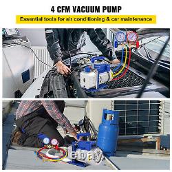 Vevor 4 CFM Air Vacuum Pump 1 Stage HVAC + R134A Kit AC A/C Manifold Gauge Set