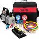 Xtremepowerus Air Vacuum Pump A/c Kit With Ac Manifold Gauge Set + Leak Detector