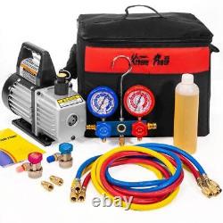 XtremepowerUS Air Vacuum Pump HVAC A/C Refrigerant Kit with AC Manifold Gauge Set