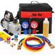 Xtremepowerus Air Vacuum Pump Hvac A/c Refrigerant Kit With Ac Manifold Gauge Set